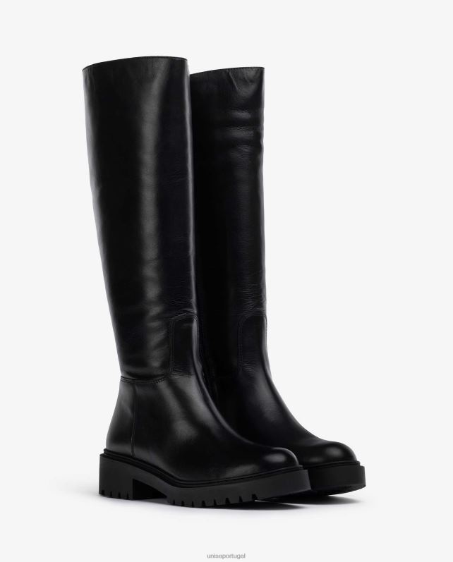 Unisa bota de couro com solado de trilha mulheres 6V2Z61051 preto