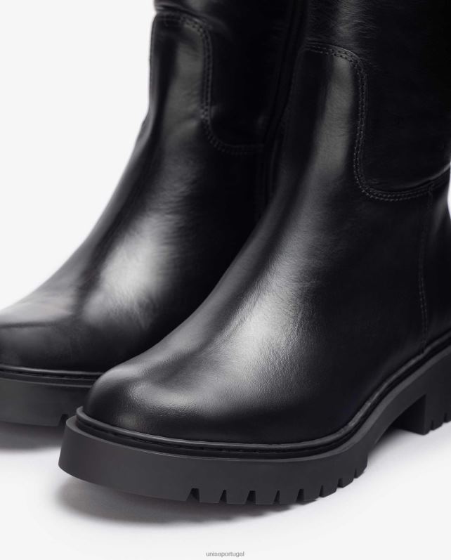 Unisa bota de couro com solado de trilha mulheres 6V2Z61051 preto