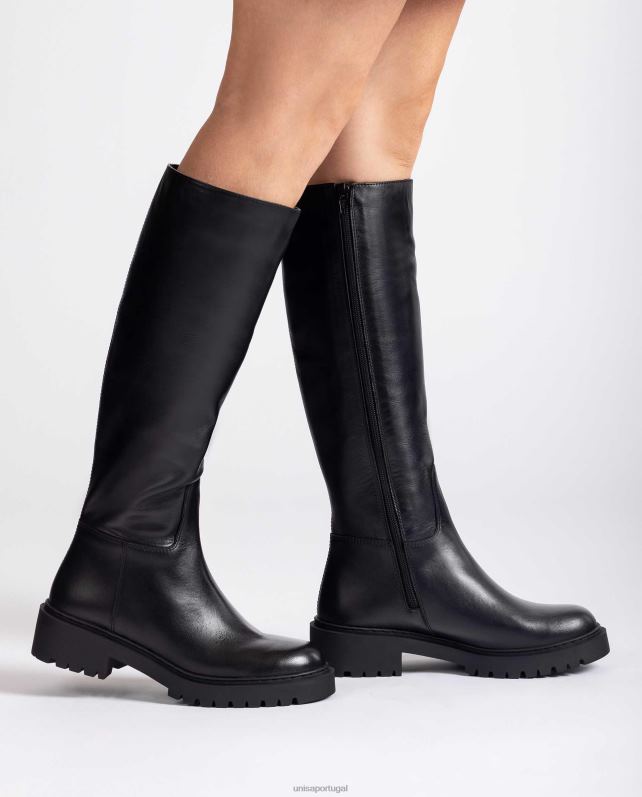 Unisa bota de couro com solado de trilha mulheres 6V2Z61051 preto