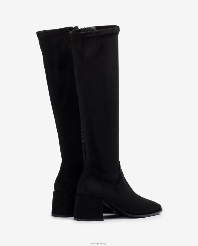 Unisa bota de salto largo com linha superior de um quarto de tecido elástico mulheres 6V2Z61030 preto