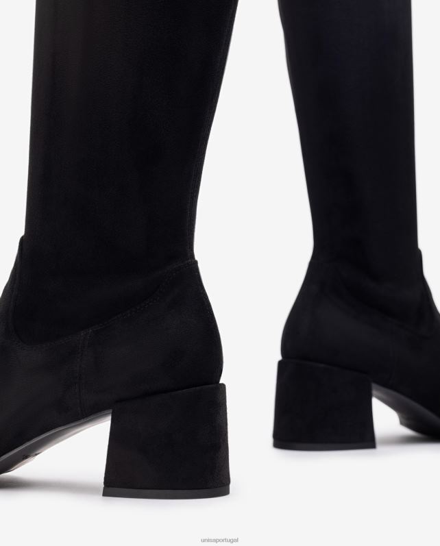 Unisa bota de salto largo com linha superior de um quarto de tecido elástico mulheres 6V2Z61030 preto