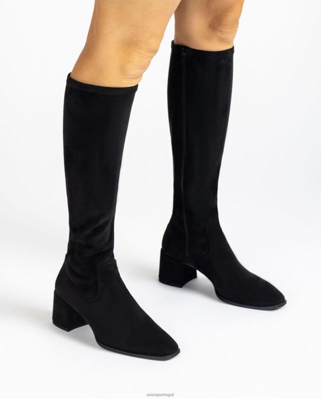 Unisa bota de salto largo com linha superior de um quarto de tecido elástico mulheres 6V2Z61030 preto