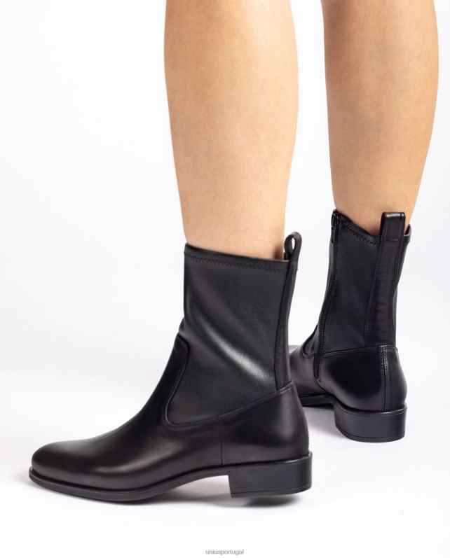 Unisa bota simples com cano baixo elástico mulheres 6V2Z6884 preto
