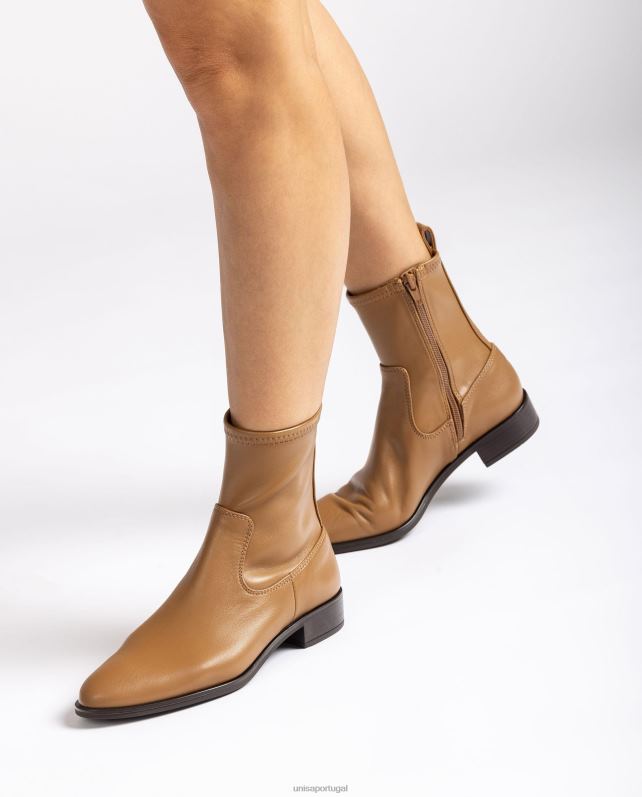 Unisa bota simples com cano baixo elástico mulheres 6V2Z6885 marrom