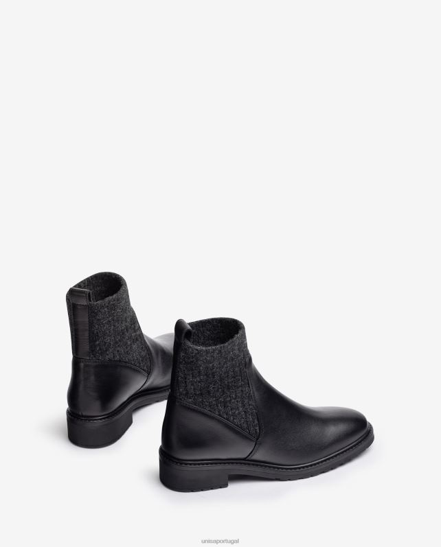 Unisa botas de cano curto de couro com cano alto em tecido stretch. mulheres 6V2Z6893 moda