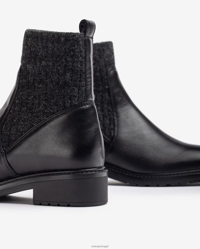 Unisa botas de cano curto de couro com cano alto em tecido stretch. mulheres 6V2Z6893 moda