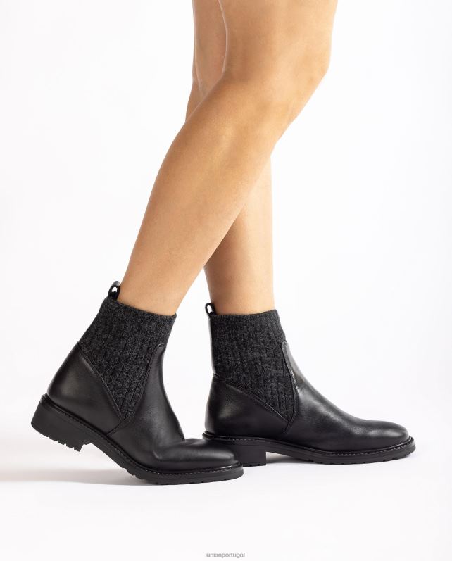 Unisa botas de cano curto de couro com cano alto em tecido stretch. mulheres 6V2Z6893 moda