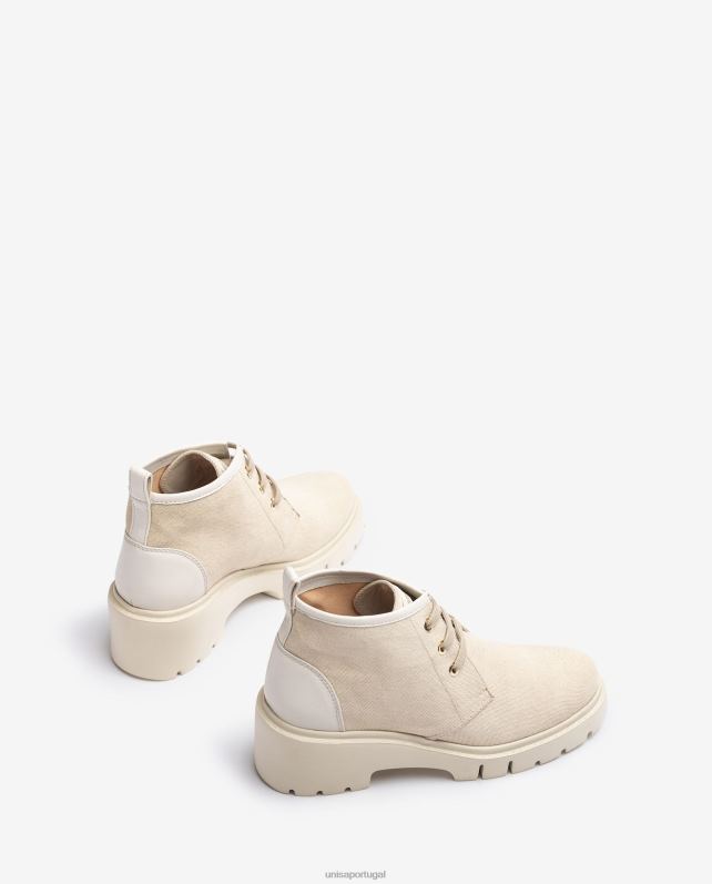 Unisa botinha confeccionada em ecolino mulheres 6V2Z6843 branco