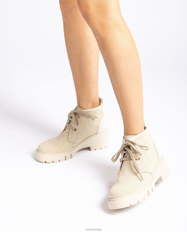 Unisa botinha confeccionada em ecolino mulheres 6V2Z6843 branco