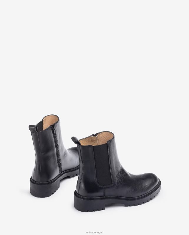 Unisa botins de pele com elástico lateral e fecho de correr mulheres 6V2Z6910 moda