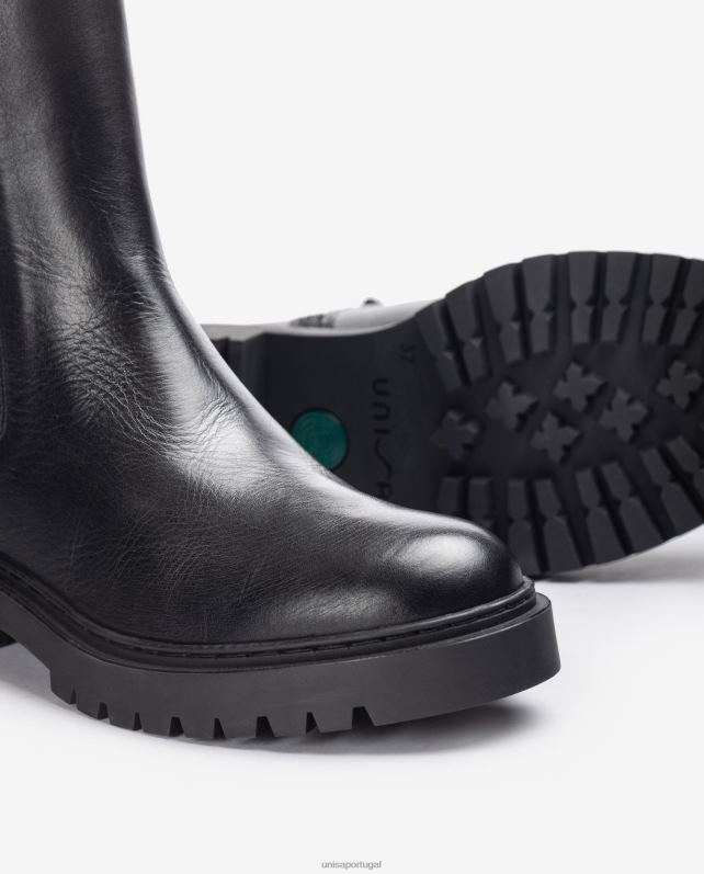 Unisa botins de pele com elástico lateral e fecho de correr mulheres 6V2Z6910 moda