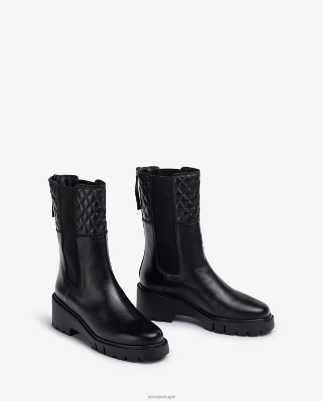 Unisa botins de pele com elásticos laterais e fecho de correr mulheres 6V2Z6918 moda