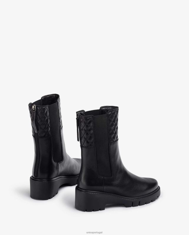 Unisa botins de pele com elásticos laterais e fecho de correr mulheres 6V2Z6918 moda