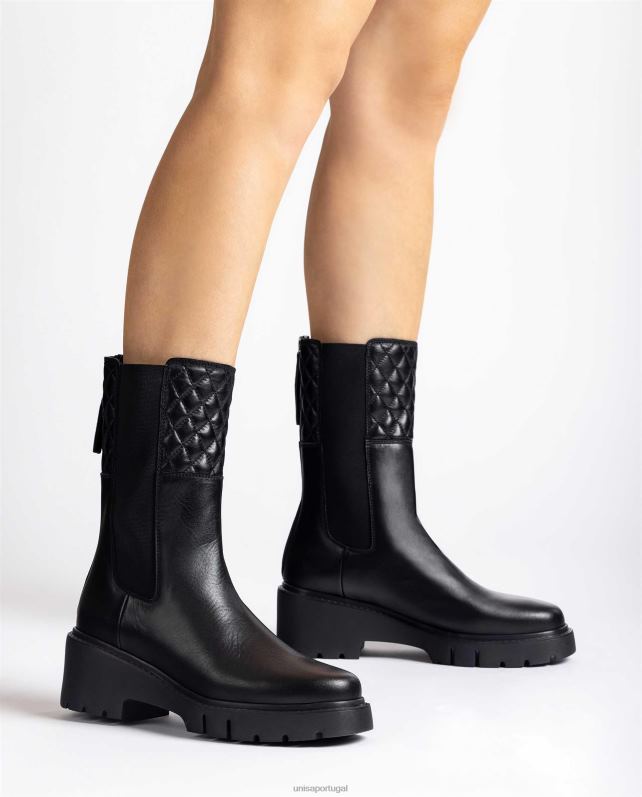 Unisa botins de pele com elásticos laterais e fecho de correr mulheres 6V2Z6918 moda