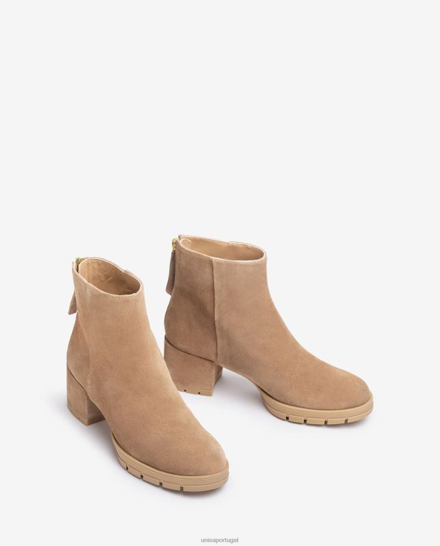 Unisa botins de pele com fecho de correr mulheres 6V2Z6921 bege