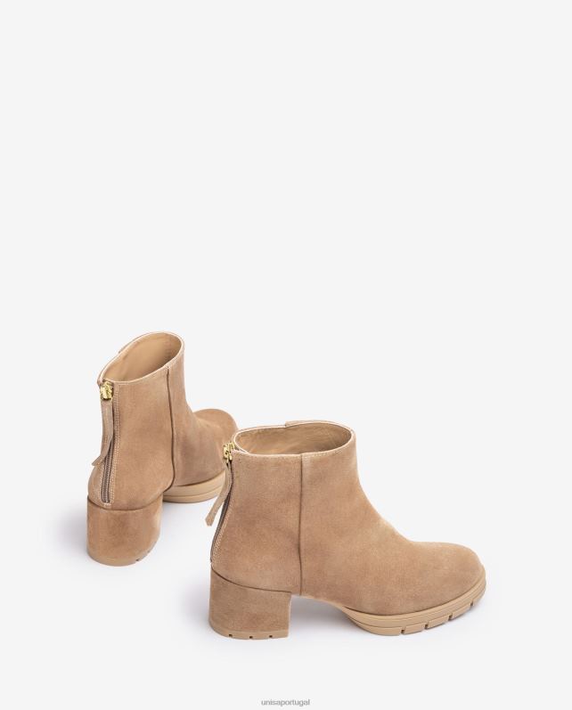 Unisa botins de pele com fecho de correr mulheres 6V2Z6921 bege
