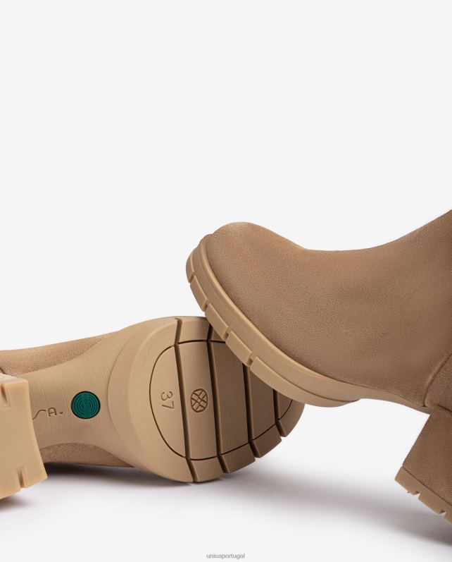 Unisa botins de pele com fecho de correr mulheres 6V2Z6921 bege