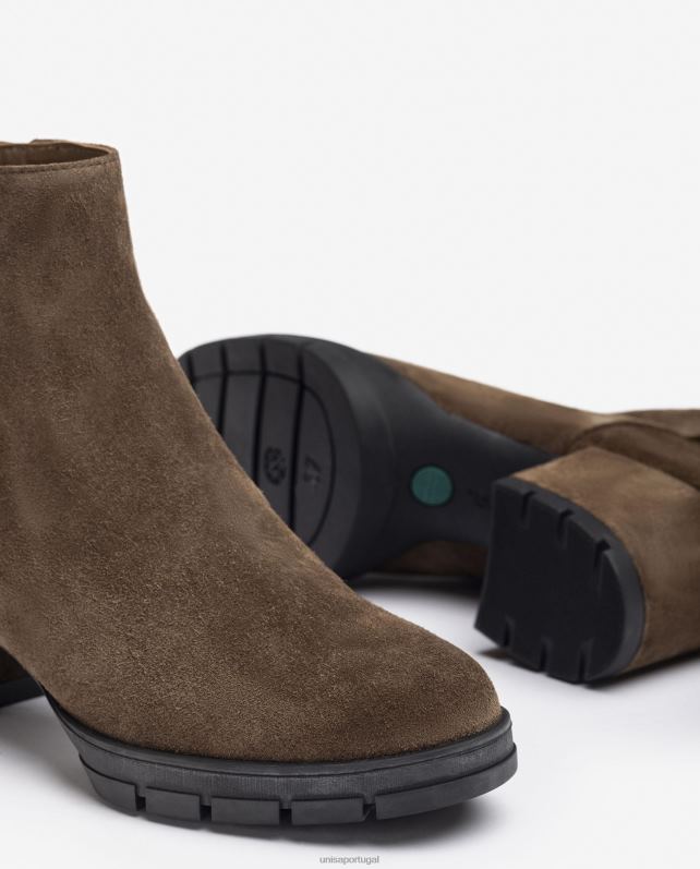 Unisa botins de pele com fecho de correr mulheres 6V2Z6923 marrom