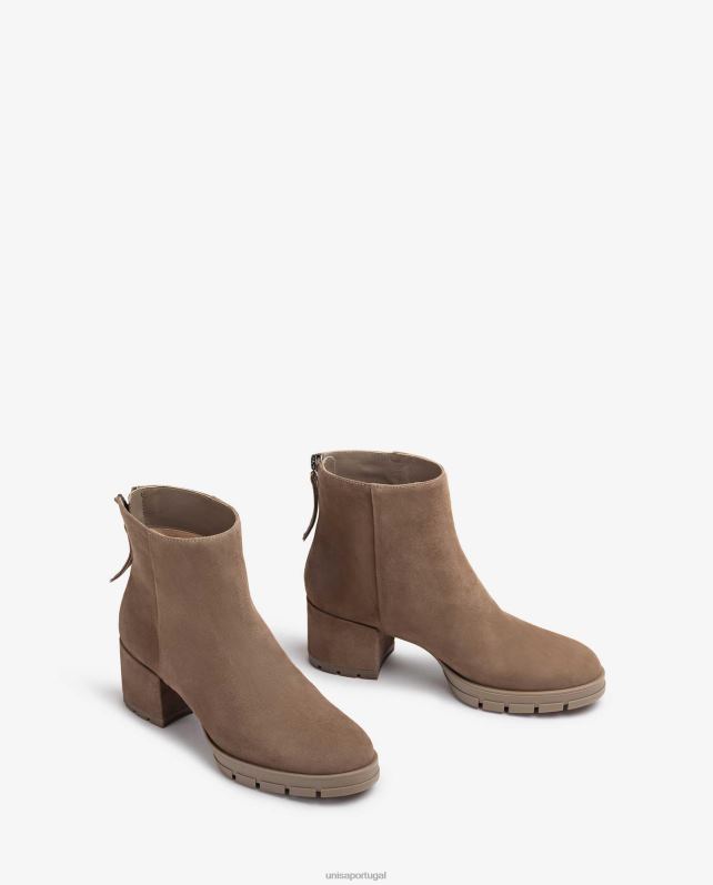 Unisa botins de pele com fecho de correr mulheres 6V2Z6924 marrom