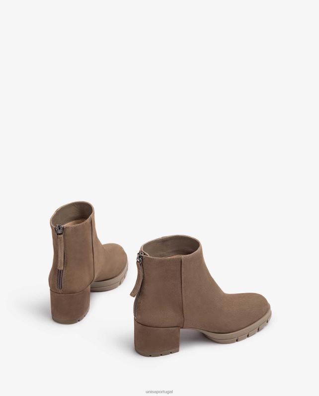 Unisa botins de pele com fecho de correr mulheres 6V2Z6924 marrom