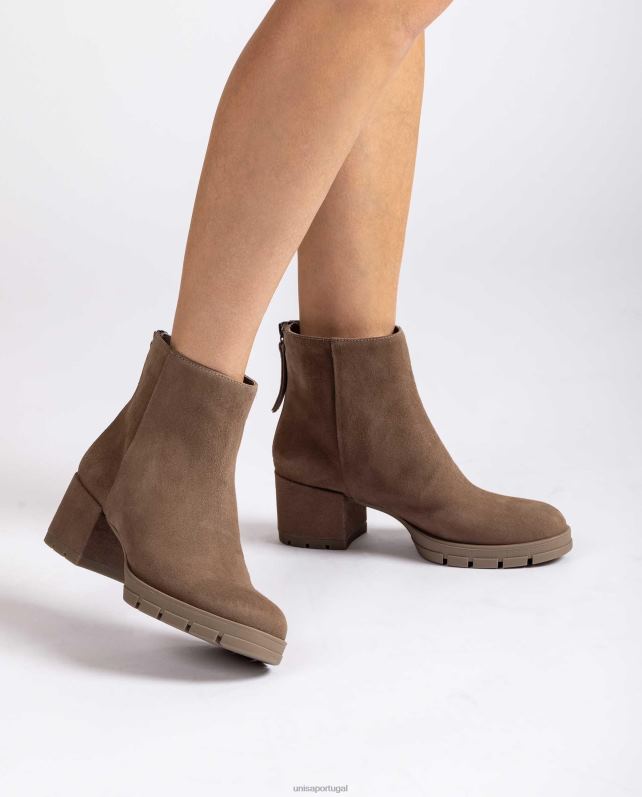 Unisa botins de pele com fecho de correr mulheres 6V2Z6924 marrom