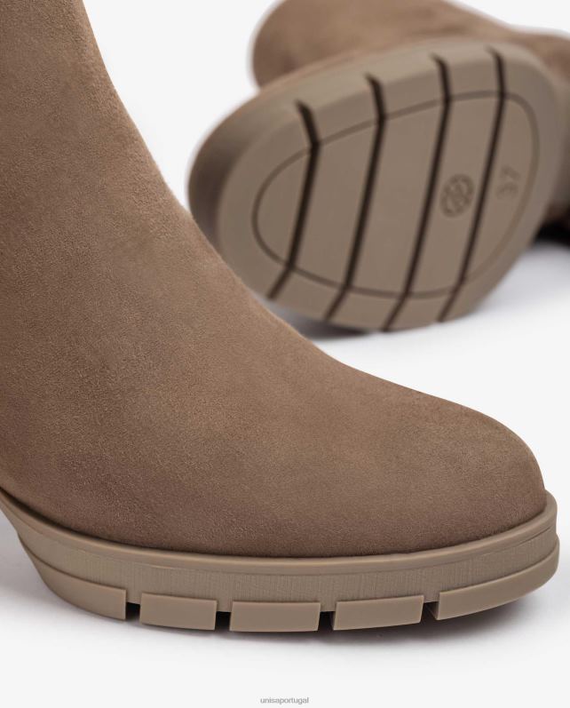 Unisa botins de pele com fecho de correr mulheres 6V2Z6924 marrom