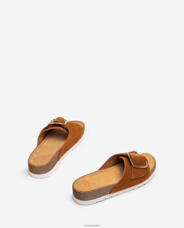 Unisa sandália camurça com fivela mulheres 6V2Z6325 marrom