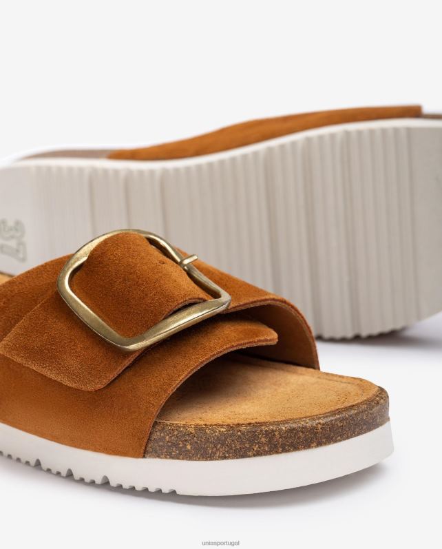 Unisa sandália camurça com fivela mulheres 6V2Z6325 marrom