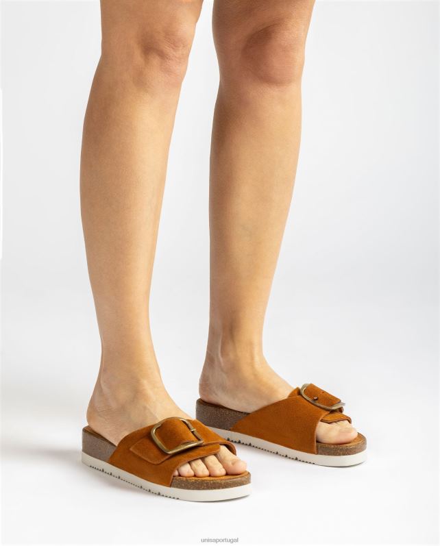 Unisa sandália camurça com fivela mulheres 6V2Z6325 marrom