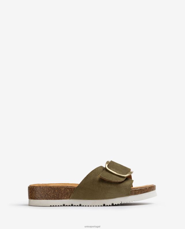 Unisa sandália camurça com fivela mulheres 6V2Z6326 verde