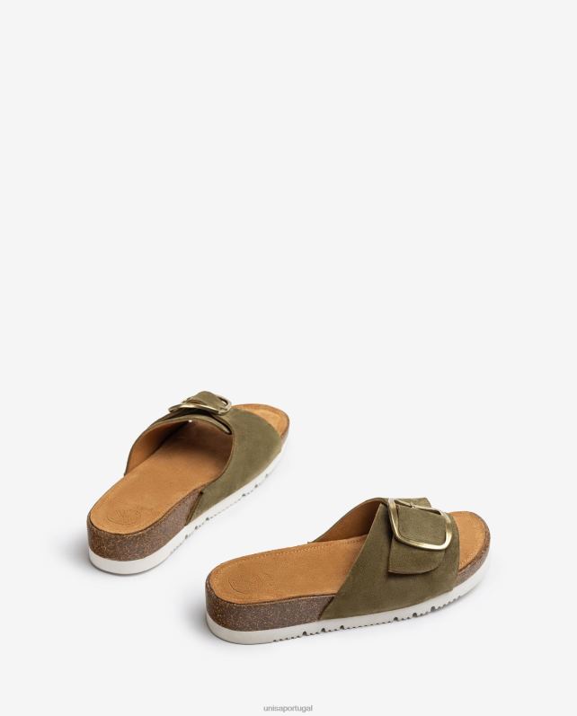 Unisa sandália camurça com fivela mulheres 6V2Z6326 verde