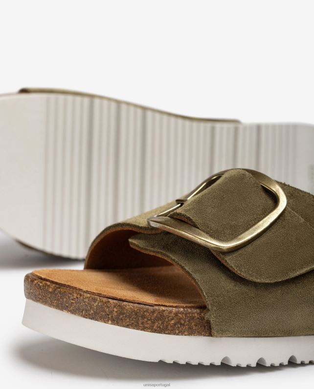 Unisa sandália camurça com fivela mulheres 6V2Z6326 verde