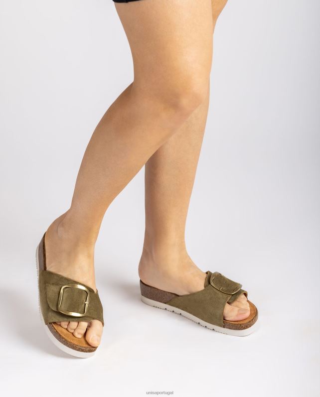 Unisa sandália camurça com fivela mulheres 6V2Z6326 verde
