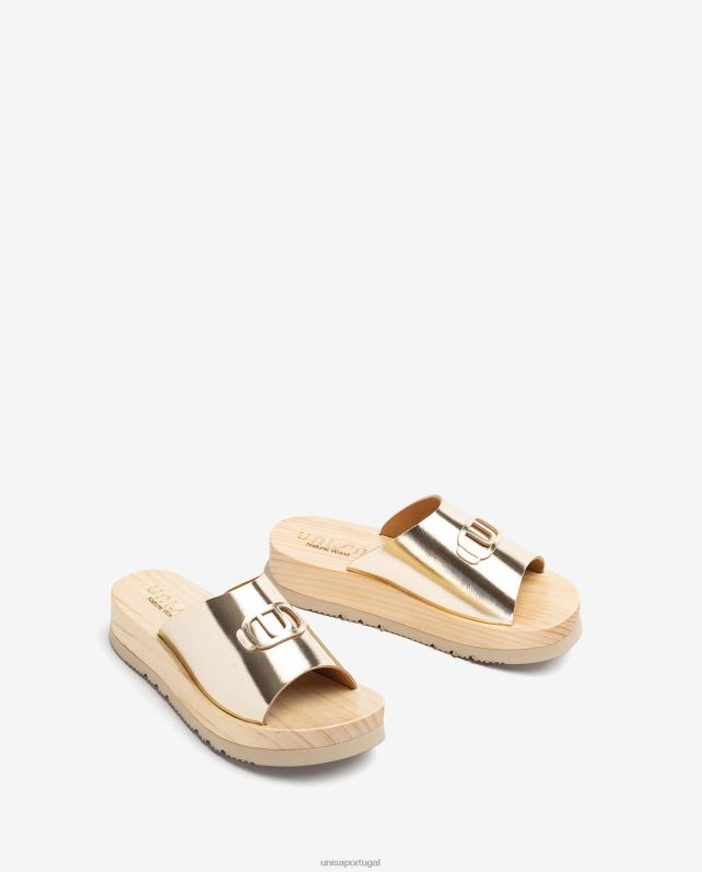 Unisa sandália com sola efeito madeira mulheres 6V2Z6336 moda