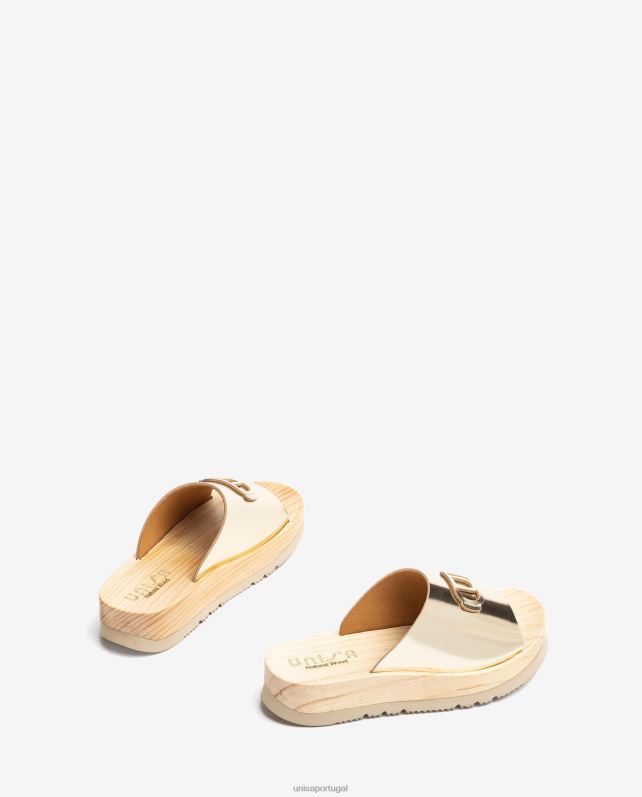 Unisa sandália com sola efeito madeira mulheres 6V2Z6336 moda