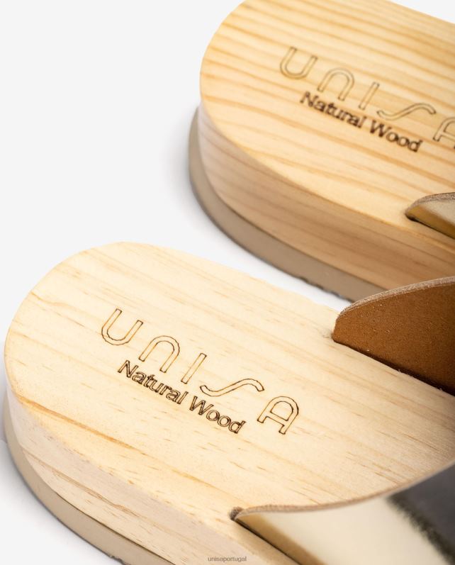 Unisa sandália com sola efeito madeira mulheres 6V2Z6336 moda