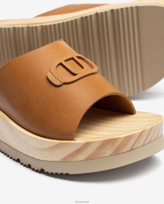 Unisa sandália com sola efeito madeira mulheres 6V2Z6351 marrom