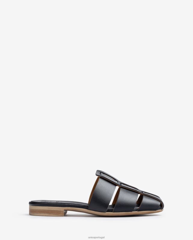 Unisa sandália de couro perfurado mulheres 6V2Z6397 preto