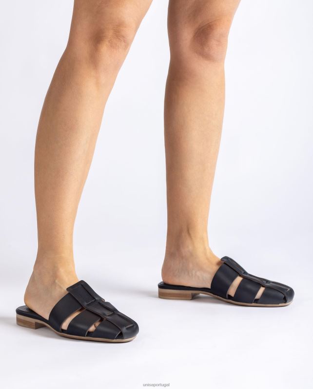 Unisa sandália de couro perfurado mulheres 6V2Z6397 preto