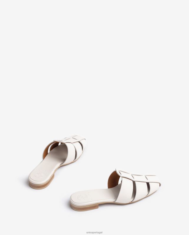 Unisa sandália de couro perfurado mulheres 6V2Z6398 branco