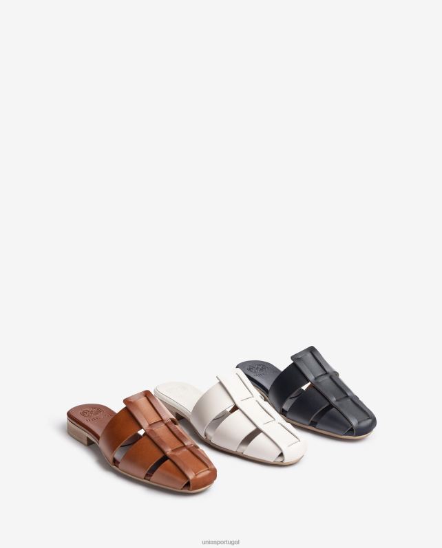 Unisa sandália de couro perfurado mulheres 6V2Z6398 branco