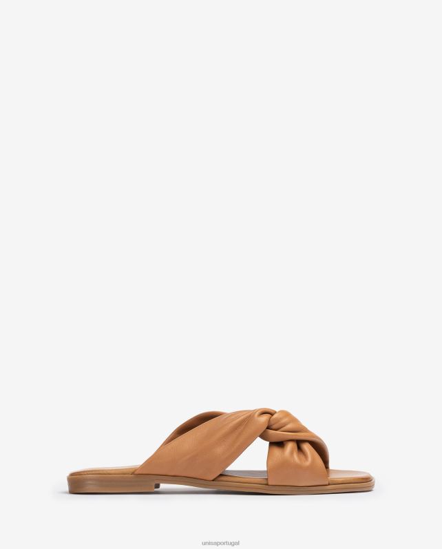 Unisa sandália de tira cruzada plana mulheres 6V2Z663 marrom