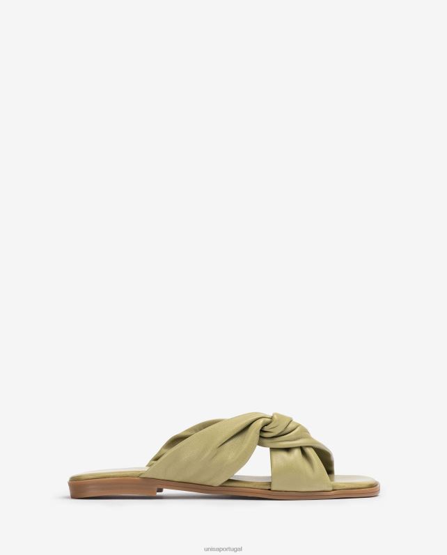 Unisa sandália de tira cruzada plana mulheres 6V2Z664 verde