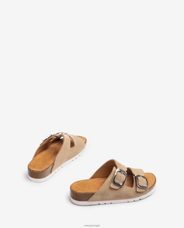Unisa sandália plana tira dupla mulheres 6V2Z6366 gracioso