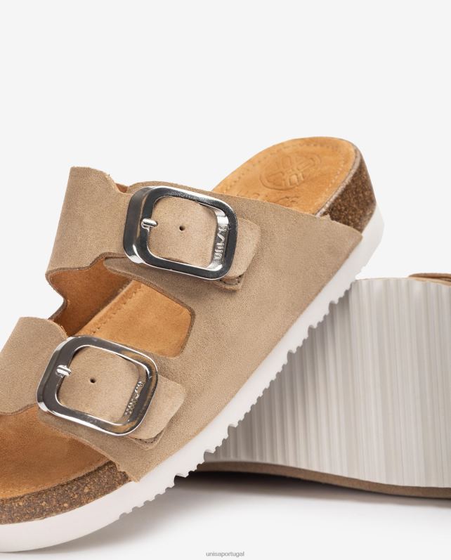 Unisa sandália plana tira dupla mulheres 6V2Z6366 gracioso