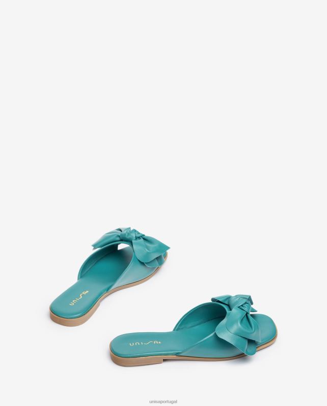 Unisa sandália rasa com laço mulheres 6V2Z6108 verde