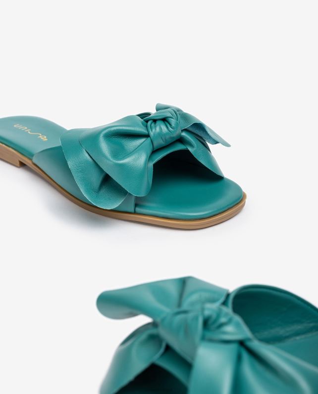 Unisa sandália rasa com laço mulheres 6V2Z6108 verde