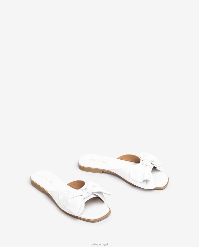 Unisa sandália rasa com laço mulheres 6V2Z6109 branco