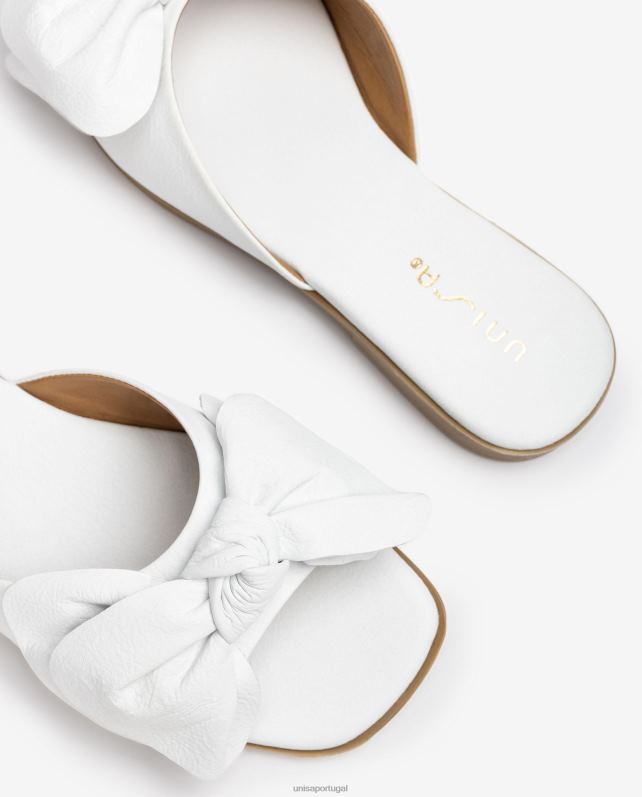 Unisa sandália rasa com laço mulheres 6V2Z6109 branco