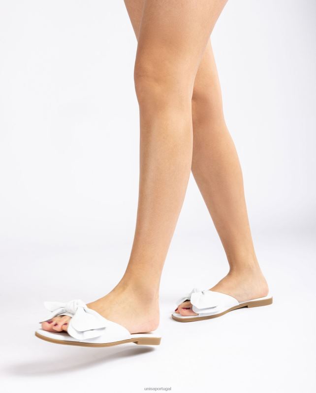 Unisa sandália rasa com laço mulheres 6V2Z6109 branco